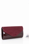Damska Bordowa Zamszowa Kopertówka Łańcuszek