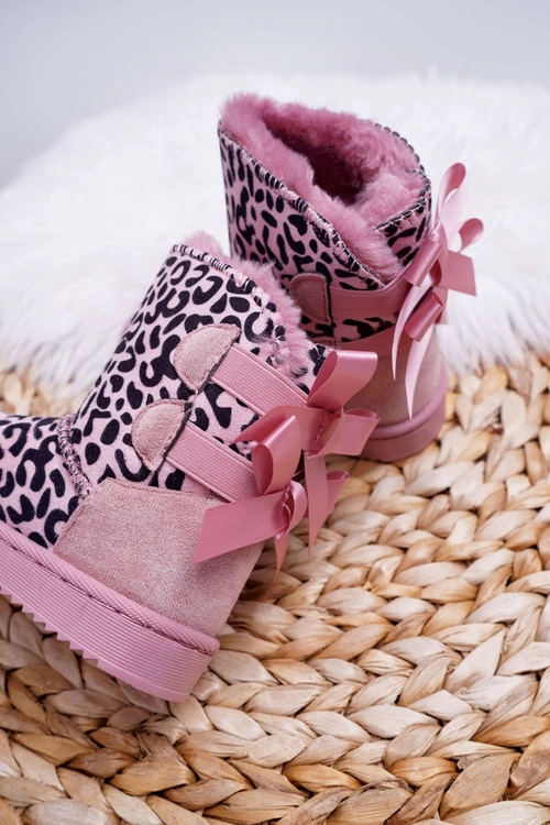Dziecięce Botki Śniegowce Z Futerkiem Różowe Fiona