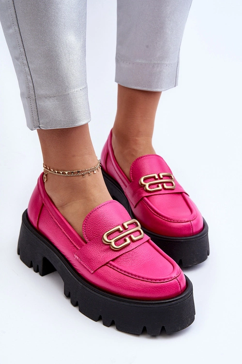 Zazoo 20164 Damskie Loafersy Ze Skóry Naturalnej Fuksja