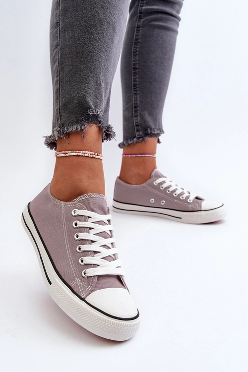 Trampki Damskie Klasyczne Niskie Szare Caelira