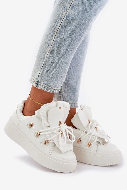 Sneakersy Damskie Na Platformie Białe Dolistana