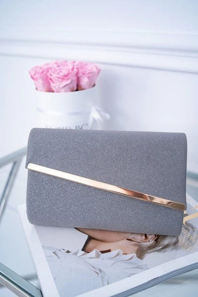 Damska Grafitowa Torebka Wieczorowa Brokat