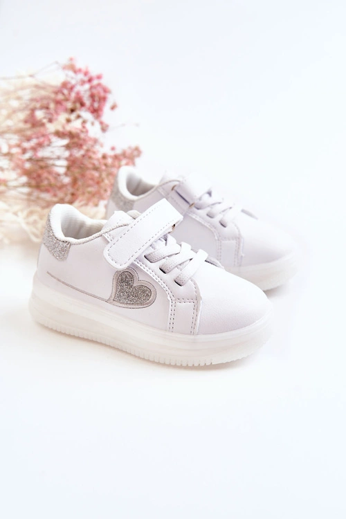 Dziecięce Skórzane Buty Sportowe Na Rzep Białe Baylene