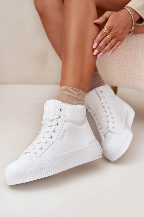Ocieplane Trampki Damskie Na Platformie Big Star OO274794 Białe