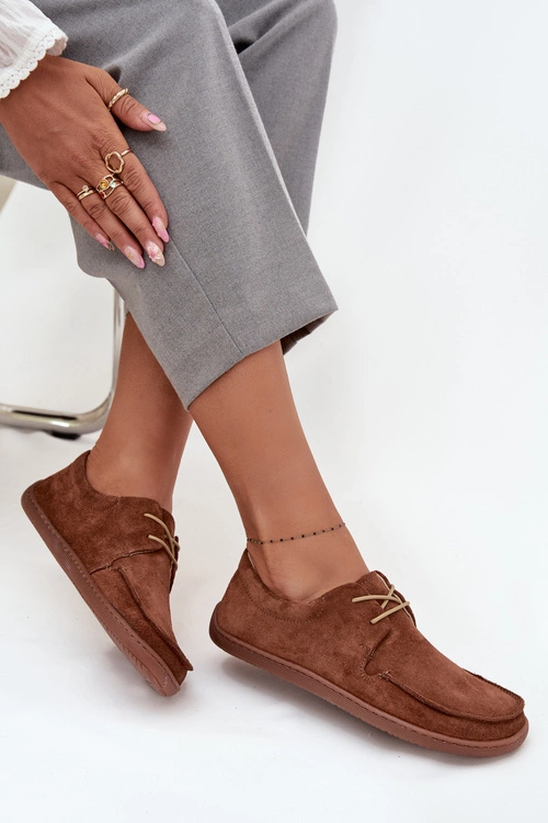 Półbuty Damskie Typu Barefoot Z Naturalnego Zamszu Zazoo 327 Brązowe