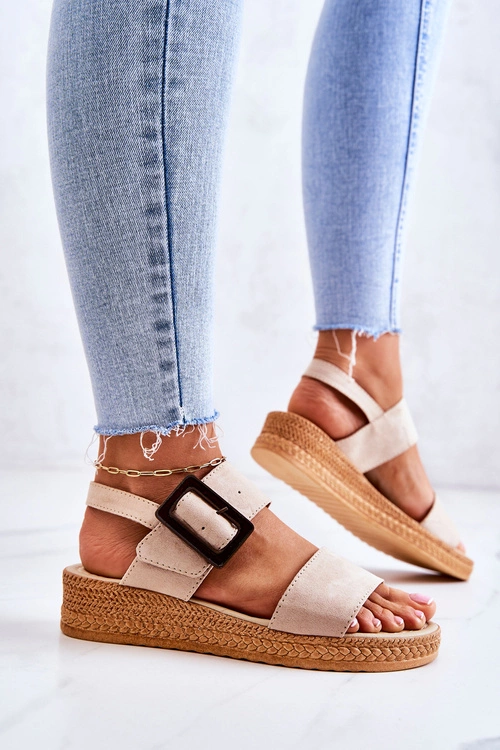 Damskie Zamszowe Sandały Big Star JJ276032 Beżowe