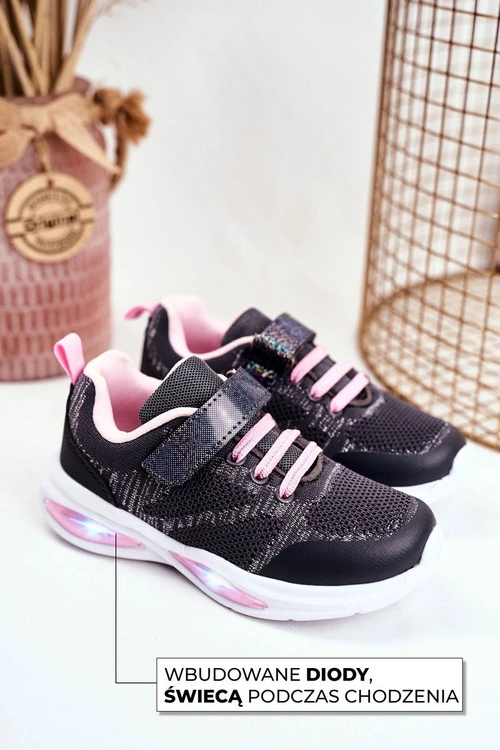 Sportowe Buty Dziecięce Świecące Na Rzepy Szare Simple Way