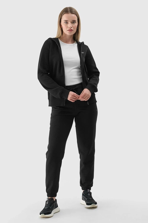 Bluza Damska Dresowa Z Kapturem Rozpinana Bawełniana 4F Czarna 4FWMM00TSWSF1467-20S