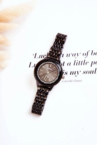 Zegarek Na Bransolecie Z Cyrkoniami ERNEST Czarny