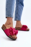 Damskie Klapki Na Korkowej Platformie Z Kokardą Fuksja Tarena 