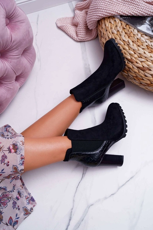 Botki Damskie Na Obcasie Czarne Mondego