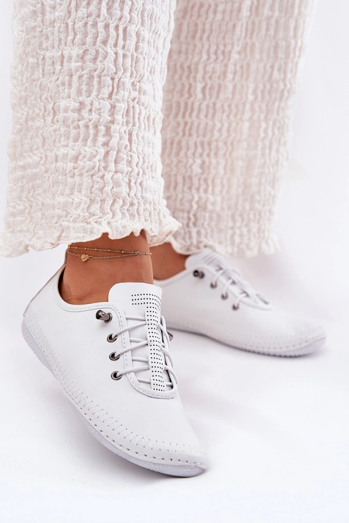 Skórzane Półbuty Damskie Artiker 54C0838 Białe