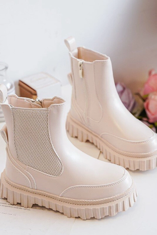 Botki Dziecięce Na Suwak Ocieplane Beżowe Jolynn