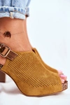 Ażurowe Sandały Na Słupku Sergio Leone SK855 Żółte