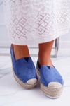 Espadryle Damskie Wsuwane Zamszowe Granatowe Mariako