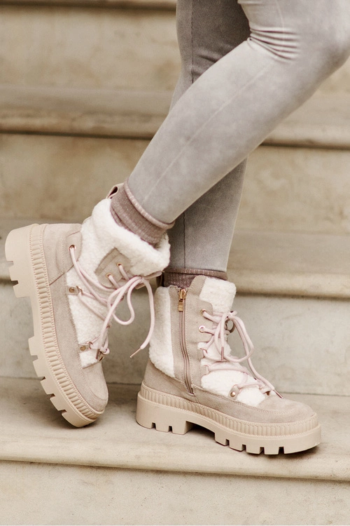 Botki Z Futerkiem Typu Baranek Beżowe Merilana