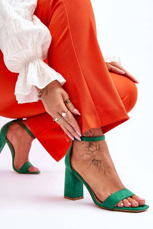 Damskie Sandały Na Stabilnym Słupku Zielone Lavissa