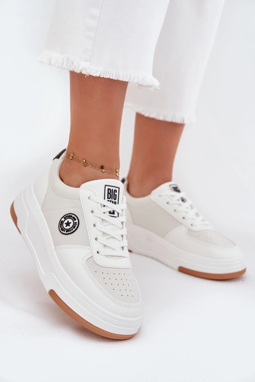 Sneakersy Damskie Na Platformie Big Star RR274572 HI-POLY SYSTEM Białe