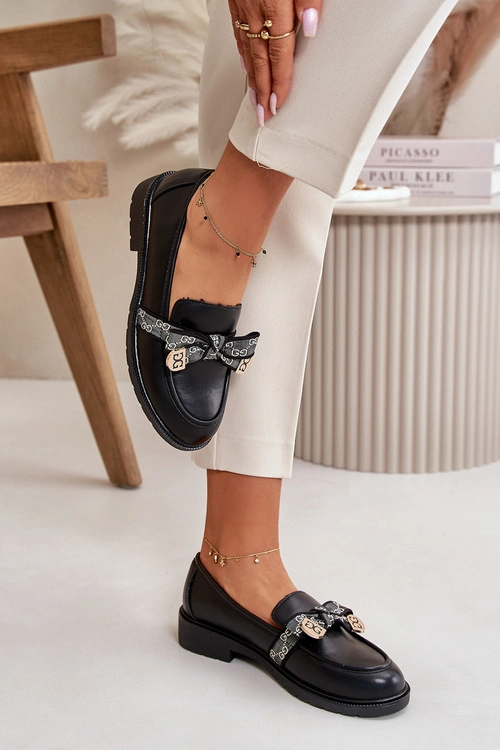 Damskie Mokasyny Z Kokardą S.Barski HY42-331 Czarne