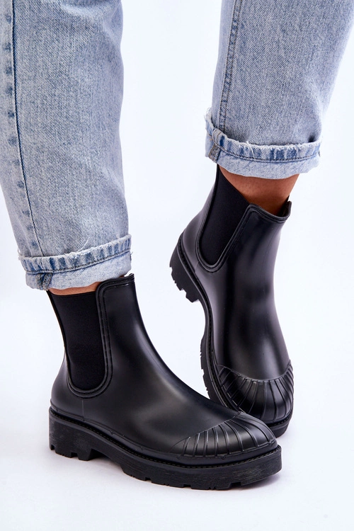 Wsuwane Gumowe Botki Kalosze Sztyblety Czarne Carme