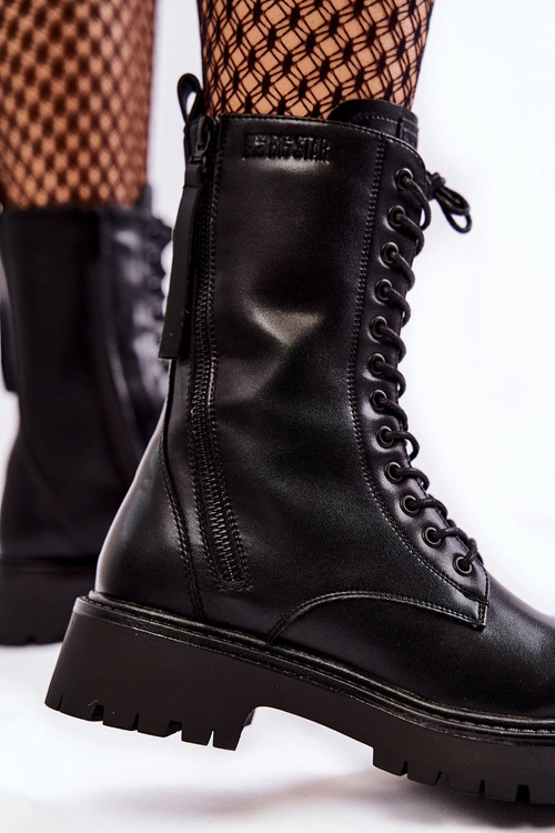 Skórzane Botki Glany Big Star KK274494 Czarne