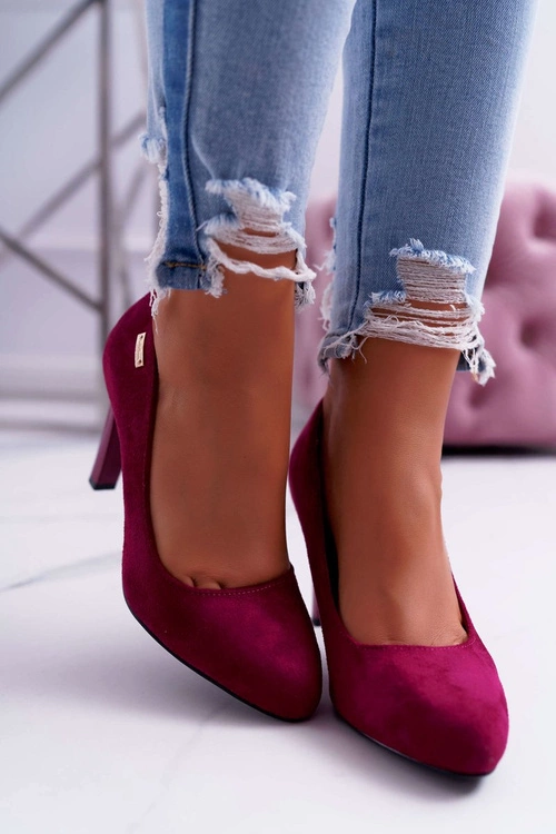 Czółenka damskie Na Słupku Zamsz Ciemna Fuksja Sergio Leone Campbell