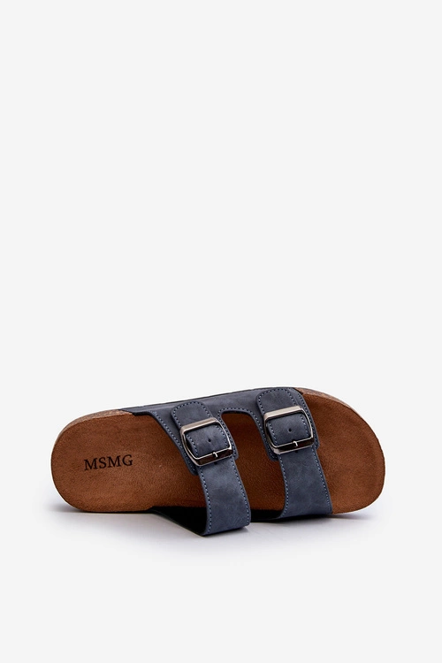 Męskie Klapki Na Korkowej Podeszwie Granatowe Rosawia