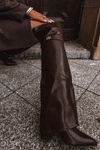 Ocieplane Kozaki Z Wywiniętą Cholewką Za Kolano Obcas Słupek Brązowe Serelle 