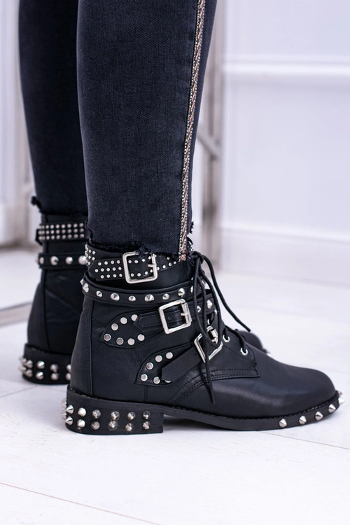 Lu Boo Damskie Botki Verona Z Ćwiekami Kolce Klamry Rock