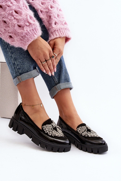 Lakierowane Mokasyny Damskie Laura Messi 2785 Czarne