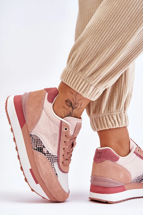 Modne Sneakersy Memory Foam System Big Star LL274366 Różowe