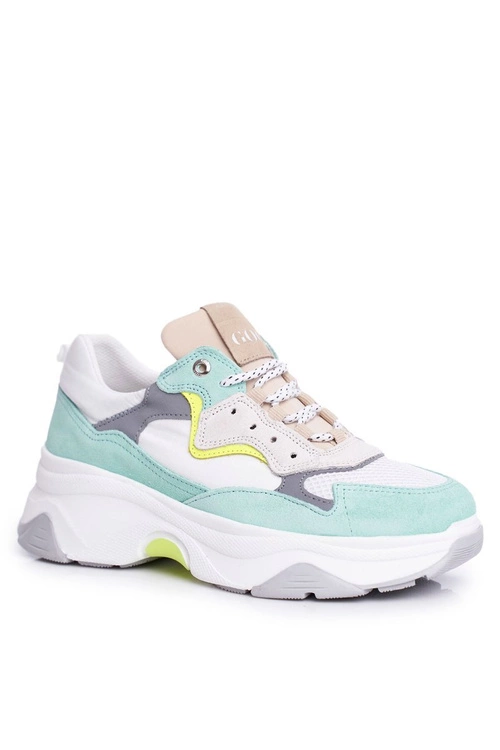 Damskie Sportowe Skórzane Obuwie GOE Biało Miętowe FF2N3011