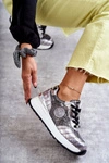 Damskie Buty Sportowe Na Koturnie GOE KK2N4083 Srebrne