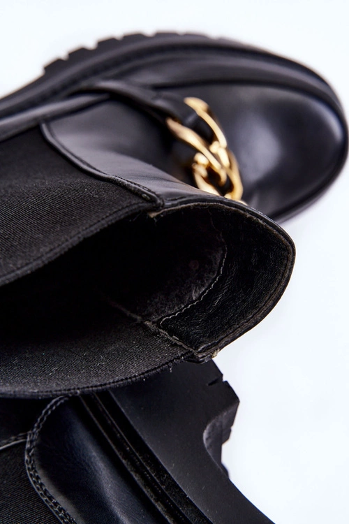 Damskie Ocieplane Botki Z Ozdobą Na Przodzie Czarne Tilda