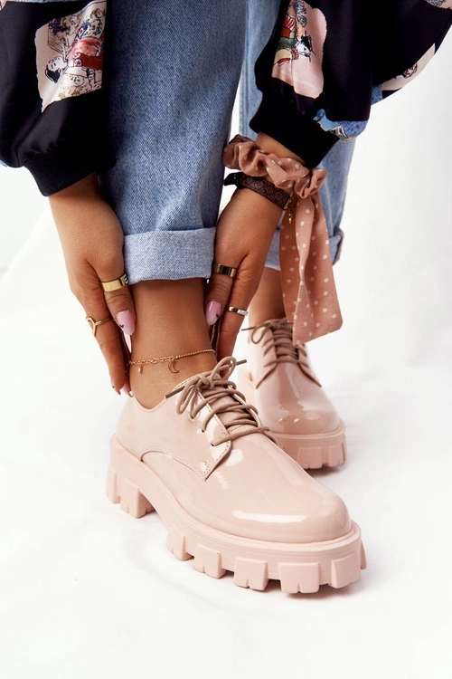 Damskie Półbuty Oxfordy Na Platformie Nude Imogen