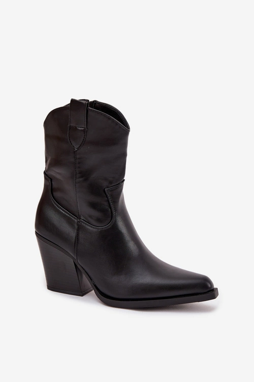 Botki Kowbojki Damskie Eko Skórzane Na Słupku Czarne Sorelia