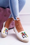 Espadryle Damskie Białe z Naszywkami Meadia
