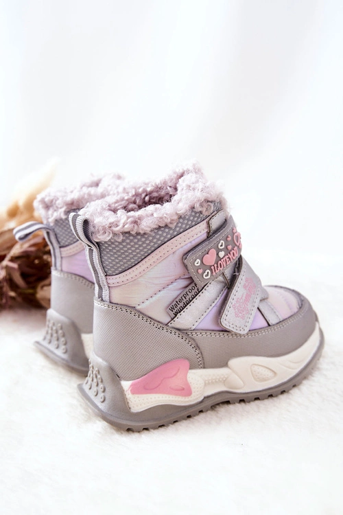 Dziecięce Ocieplane Śniegowce Srebrno-Różowe Chilly