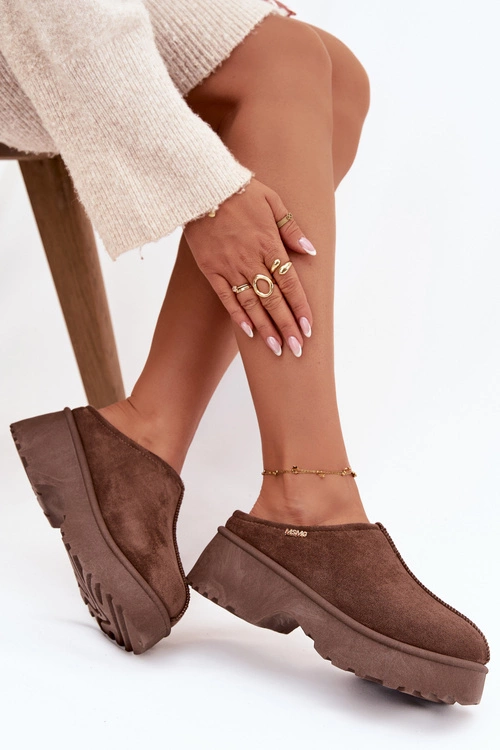 Śniegowce Damskie Niskie Na Platformie Brązowe Yrenna