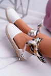 Espadryle Damskie Wiązane Wstążką Białe Mila