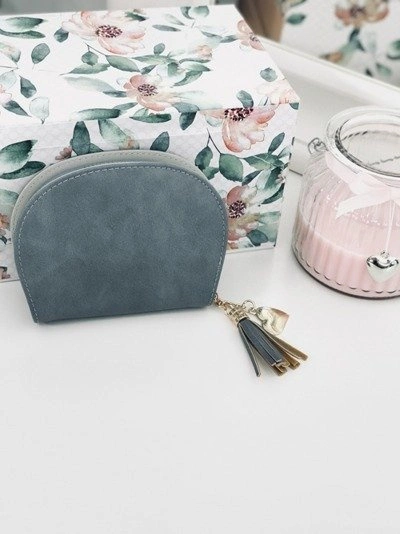 Niebieska Damska Portmonetka Portfel z Frędzlem