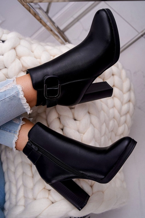 Damskie Botki Na Słupku Czarne Mastor