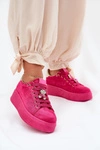 Sneakersy Damskie Na Platformie Z Misiem Fuksja Vailina