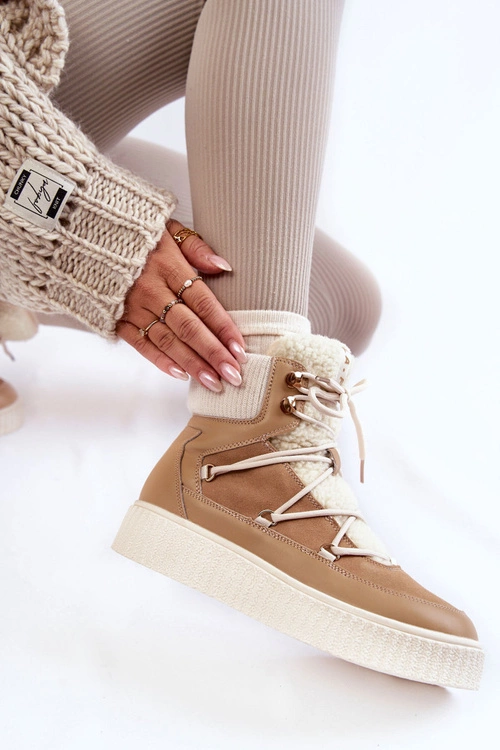 Damskie Botki Śniegowce La.Fi 280072TA-QN Beżowe