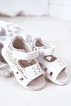 Dziecięce Skórzane Sandały Na Rzepy Białe Meera