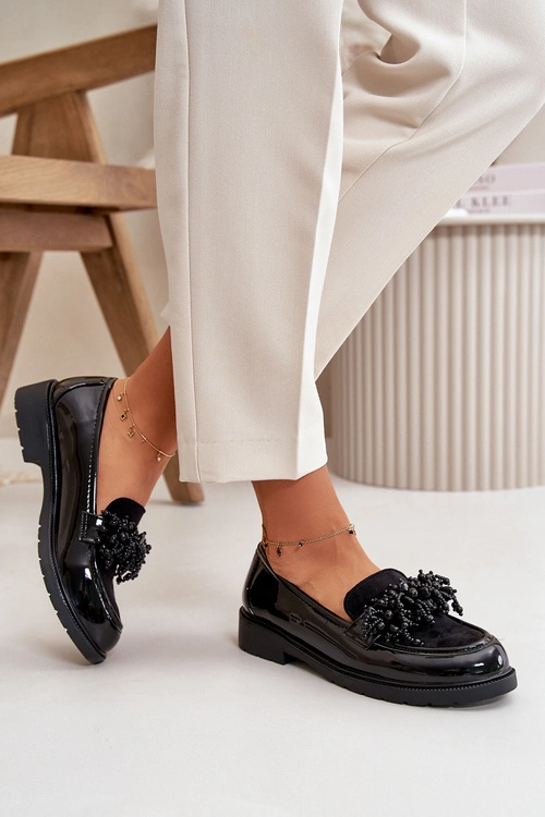 Damskie Mokasyny Lakierowane S.Barski HY42-369 Czarne