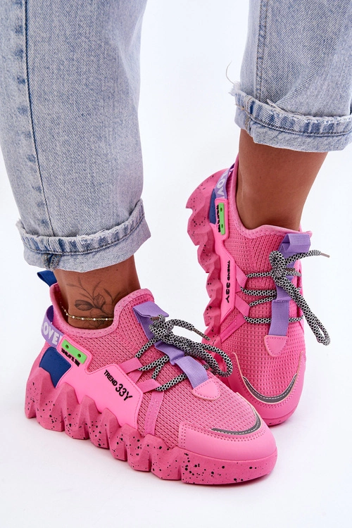 Wsuwane Modne Sneakersy Różowe Evolution