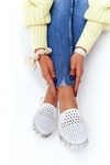 Ażurowe Skórzane Tenisówki Półbuty Slip-On Maciejka Białe 03512B-11