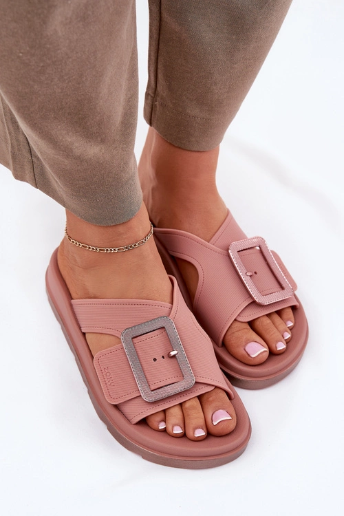 Pachnące Klapki Damskie Z Ozdobną Klamrą ZAXY RR285077 Brudny Róż