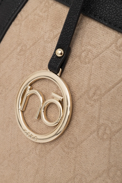 Duża Klasyczna Torebka Nobo R1710-C015 Beżowo-Czarna